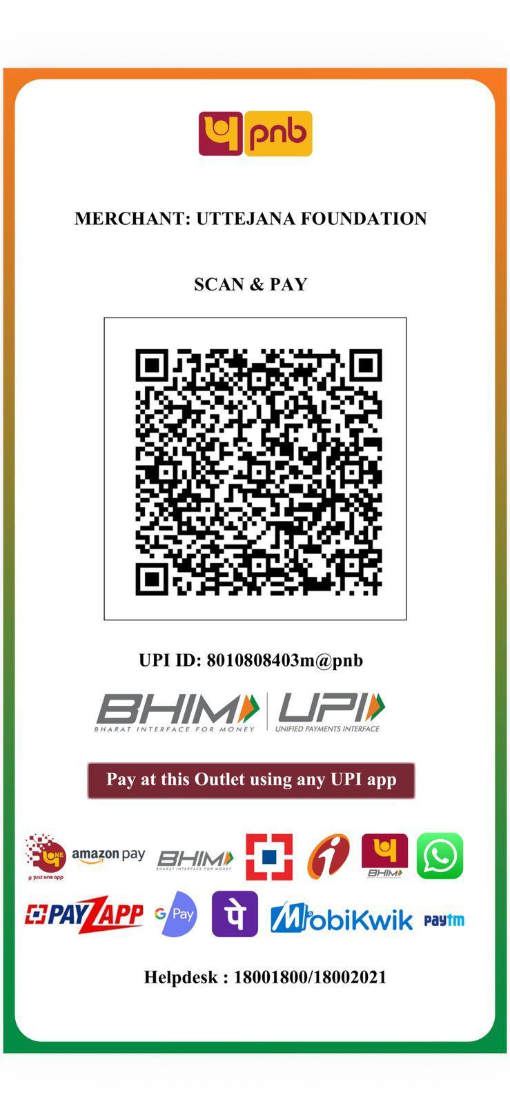 Scan to pay Uttejana Foundation via UPI